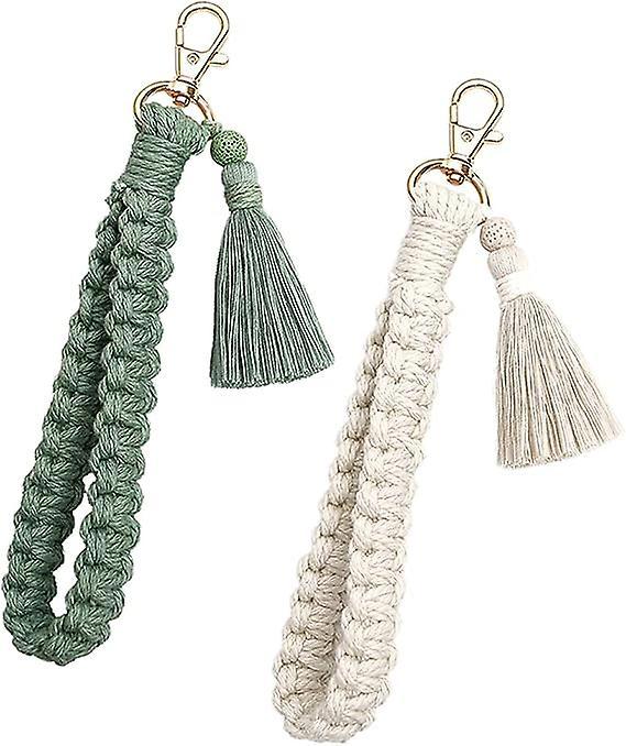 Dewenwils Dww-Lot de 2 (blanc et vert) porte-cls pour femme en fait la main pour cls, cls de voiture on Productcaster.