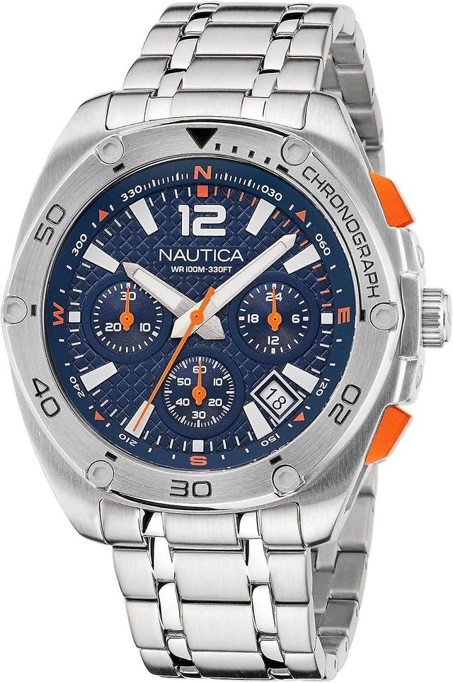 Nautica herreklokke NAPTCF212 sølv og blå on Productcaster.