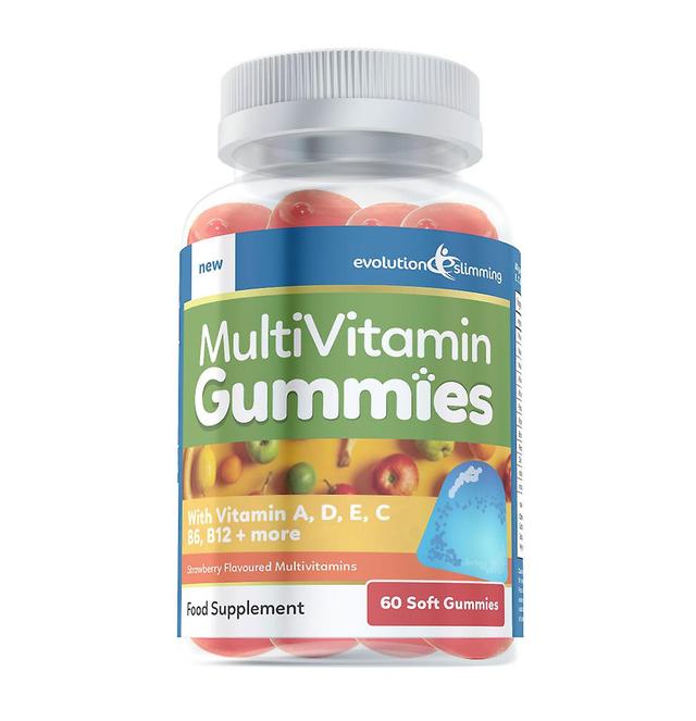 MultiVitamin Gummies with Vitamin A, B, D, C and E - 60 Gummies - 60 Gummies - Strawberry Flavour - Gummy Vitamin - Evolution Slimming on Productcaster.