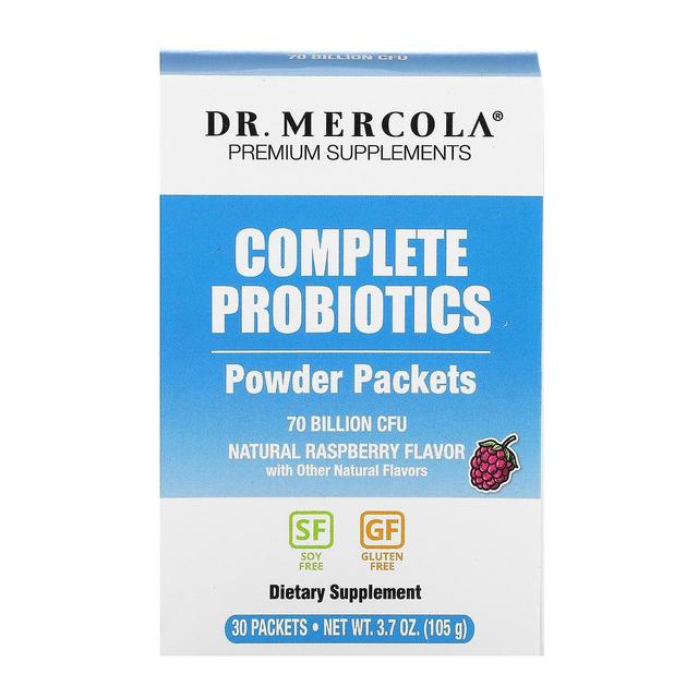 Dr. Mercola, Pacotes de pó de probióticos completos, framboesa natural, 70 bilhões de CFU, 30 pacotes, 0,1 on Productcaster.