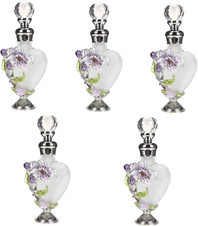 5pcs Refillable Oil Painted with Terrarium Women Holderml Flower Enameled Parfum Cologne Bottle Decorative Figurines Vintage Mens Purple Men Girls J on Productcaster.