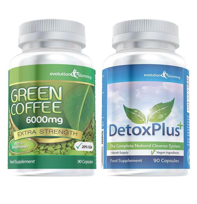 Evolution Slimming Gröna kaffebönor extrahera 6000 mg Detox Combo Pack - 3 månad leverans - fettförbränning och kolon rensningen - Evolution-bantning on Productcaster.