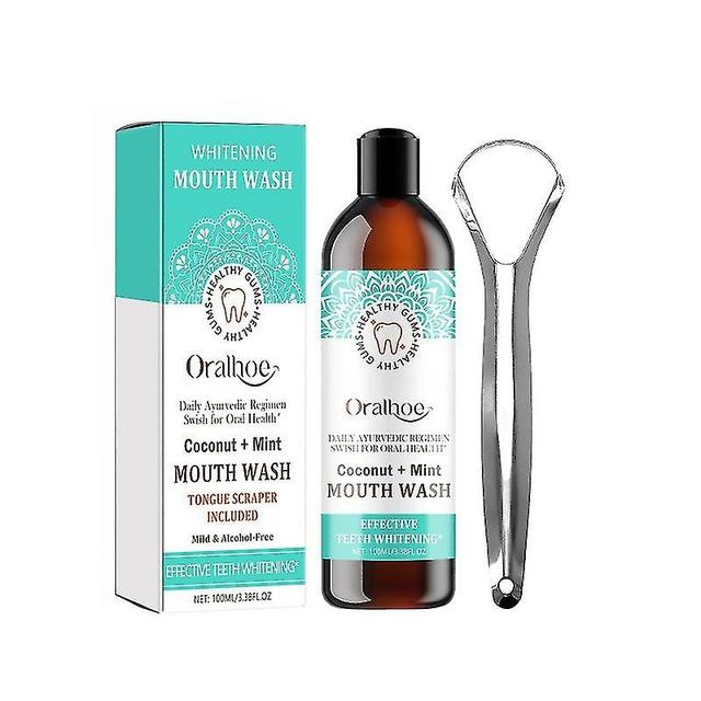 Gurunanda Oil Pulling With Coconut & Peppermint Oil With Tongue Scraper Inside The on Productcaster.