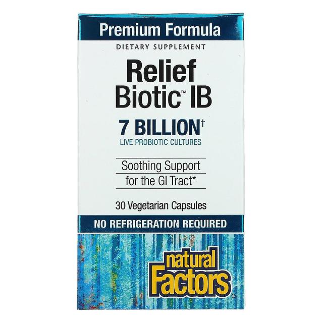 Natural Factors Luonnolliset tekijät, ReliefBiotic IB, 7 miljardia, 30 kasvissyöjäkapselia on Productcaster.