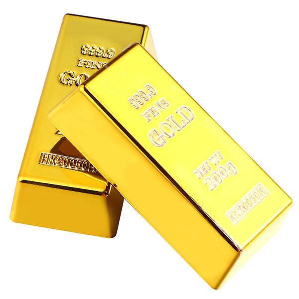 2 Pcs Simulated Gold Bar Props Imitation Golden Bricks Plastic Golden Bar Props As Shown 6X2.8X1.7cm on Productcaster.