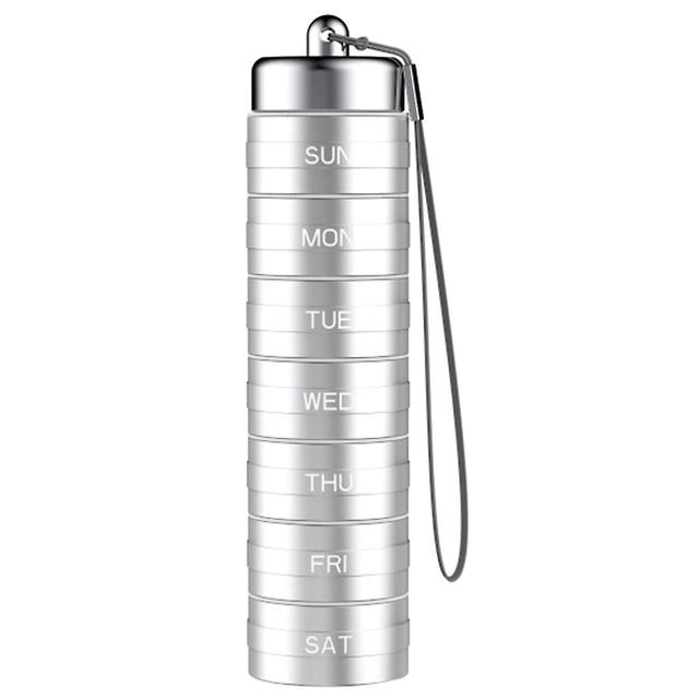 unbrand Pills Organiser 7 Day Stackable Waterproof Pills Box Alloy Pills Case Container Silver on Productcaster.