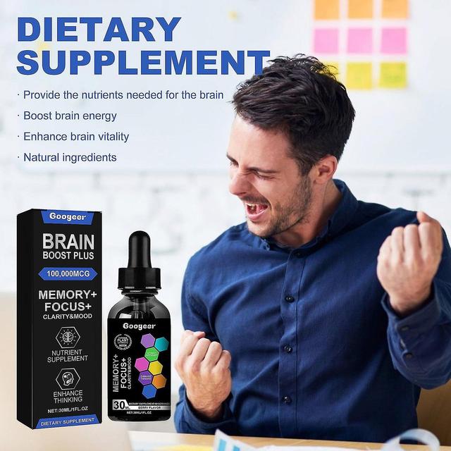 Gouttes Brain Booster Plus de 30 ml, Suppléments cérébraux pour la mémoire et la concentration, Supplément Brain Booster pour moi 1pcs on Productcaster.