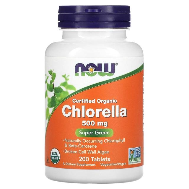 NOW Foods, Chlorella aus kontrolliert biologischem Anbau, 500 mg, 200 Tabletten on Productcaster.