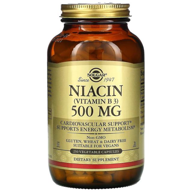 Solgar, Vitamin B3 (Niacin), 500 mg, 250 grönsakskapslar on Productcaster.