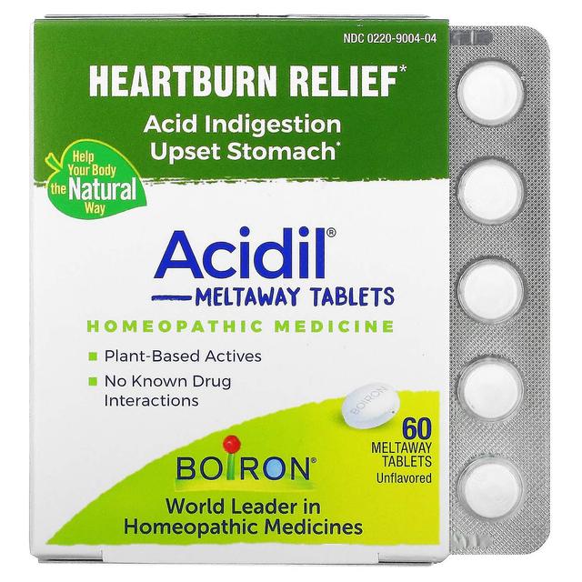 Boiron, Acidil, Acid Indigestion, Unflavored, 60 Meltaway Tablets on Productcaster.