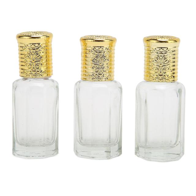 3pcs Nachfüllbare Parfümflasche 10ml Goldene Abdeckung Transparentes Glas Nachfüllbarer Parfümbehälter für Reisen on Productcaster.