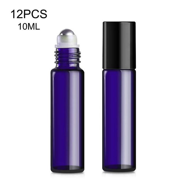 12 Pcs Essential Oil Roller Bottles With Metal Ball And Empty Perfume Glass In Box Blue 10ml on Productcaster.