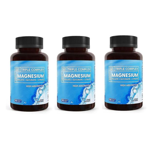 Dreifacher Magnesium-Komplex, 300 mg Magnesiumglycinat, hochabsorbierender Magnesiummalat und Citrat für Muskeln, Nerven, Energie 270 Stück on Productcaster.