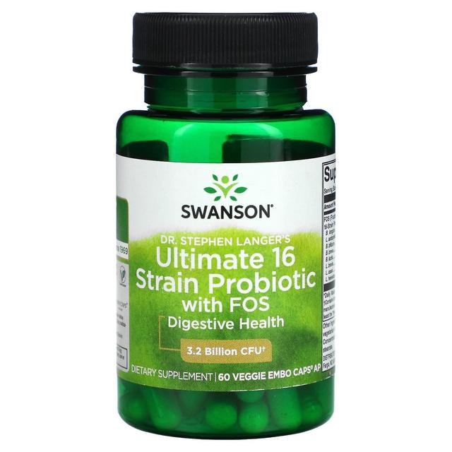 Swanson, Ultimate 16 Strain Probiotic With FOS, 3.2 Billion CFU, 60 Veggie EMBO Caps AP on Productcaster.