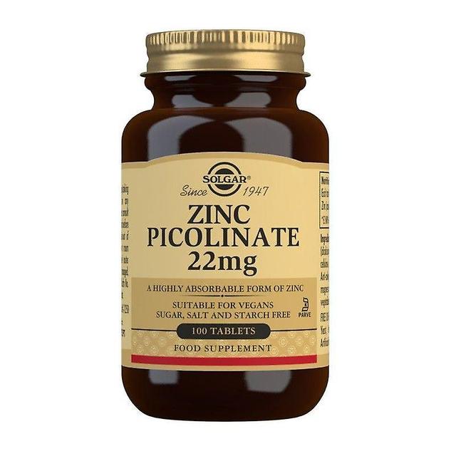 Solgar Zinc Picolinate 22mg Tablets 100 (12556223) on Productcaster.