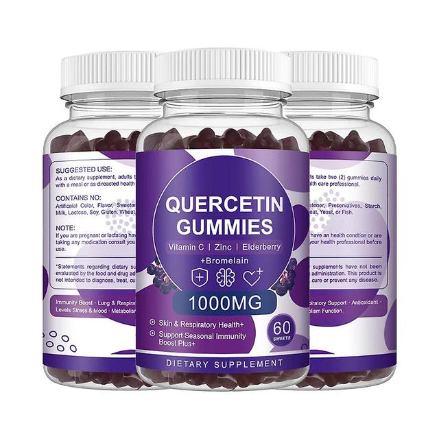 Quercetin 1000mg Gummies, Quercetin With Zinc, Vitamin C, Bromelain & Elderberry For Lung Immune Support Supplement For 60 Count 3 pcs on Productcaster.