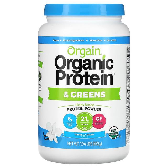 Orgain, Organic Protein & Greens Protein Powder, Plant Based, Vanilla Bean, 1.94 lbs (882 g) on Productcaster.