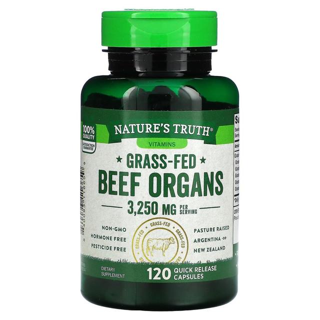 Nature's Truth Verdade da Natureza, Órgãos de Carne Bovina Alimentados com Capim, 650 mg, 120 Cápsulas de Liberação Rápida on Productcaster.