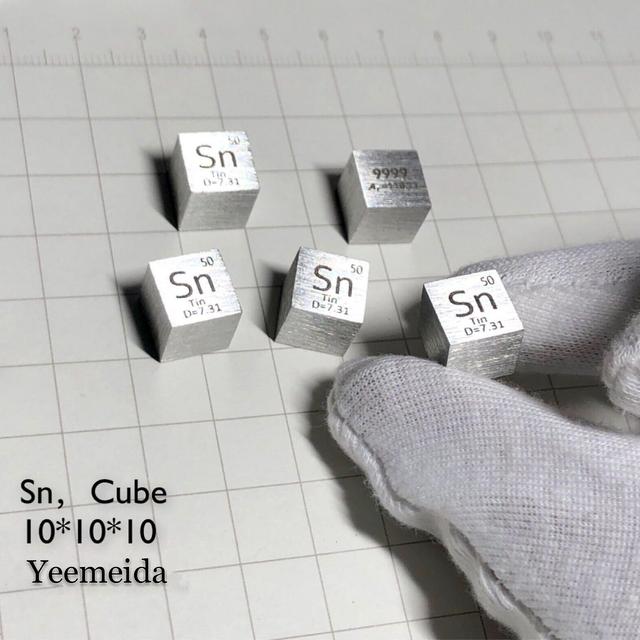 Huamade 10mm Cube Vanadium Niobium Tantale Molybdène Chrome W Titane Zirconium Hafnium Zinc Étain Plomb Bi 99.95% 1PCS Étain (Sn) on Productcaster.