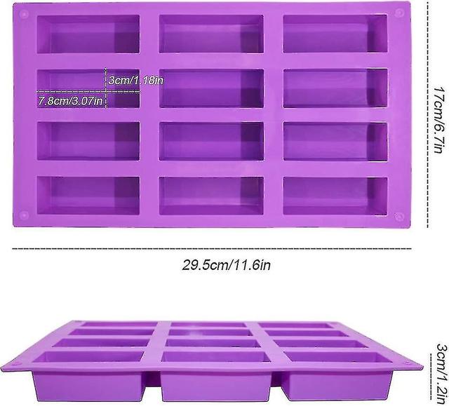 12 Cavity Medium Narrow Silicone Rectangle Molds, Protein Bars Mold Energy Bars Maker For Caramel Bread Loaf Muffin Brownie Cornbread Cheesecake on Productcaster.