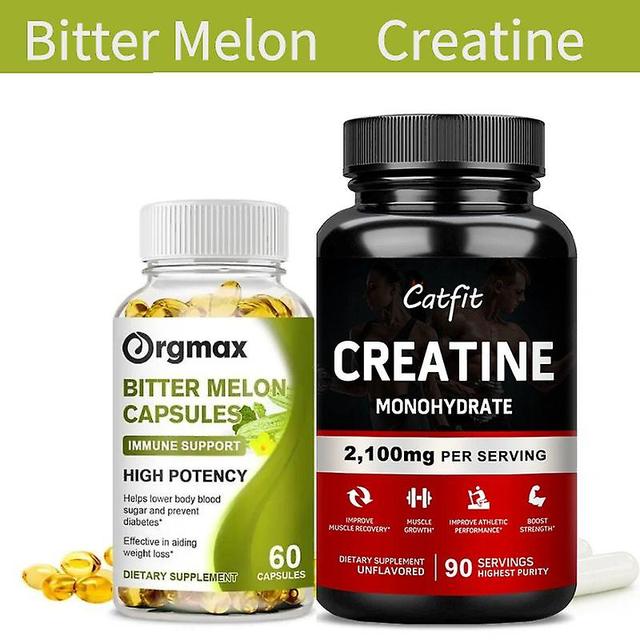 Visgaler Bitter Melon Capsule Blood Sugar Balance Diabetes Treatment Vitamin B Creatine Monohydrate Muscle Strenghten Whey Protein Gym Bitter60 Cre... on Productcaster.