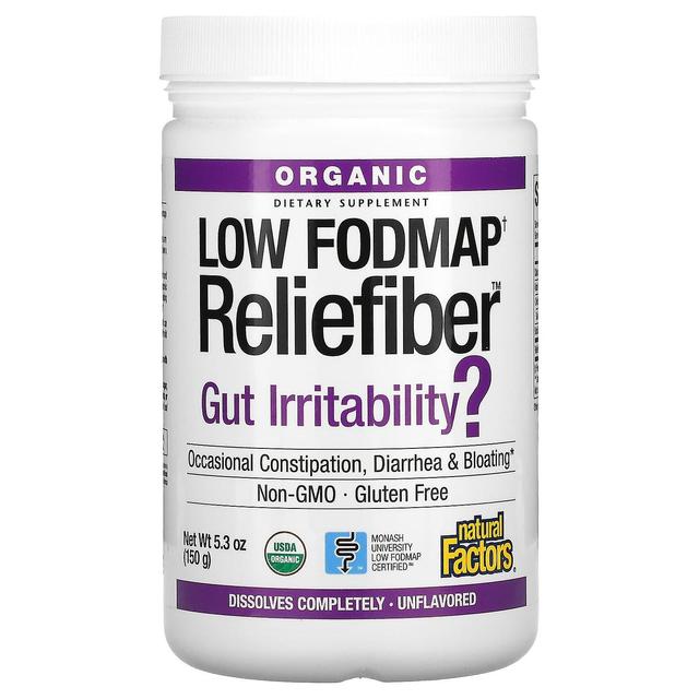 Natural Factors Luonnolliset tekijät, orgaaninen Low Fodmap Reliefiber, maustamaton, 5,3 oz (150 g) on Productcaster.