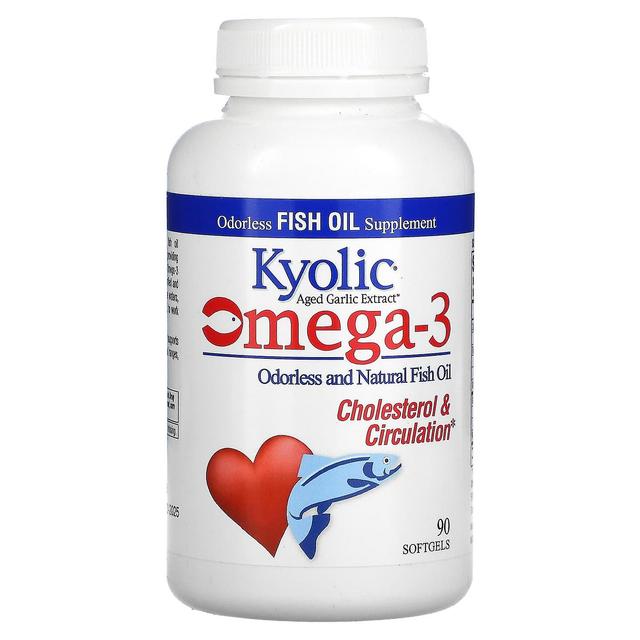 Kyolic, Verouderd knoflookextract, Omega-3, Cholesterol & Circulatie, 90 Softgels on Productcaster.