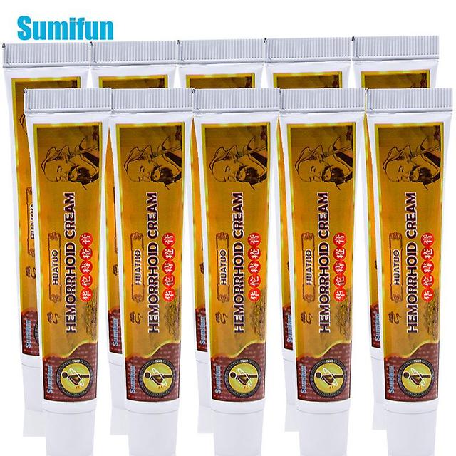 Qian 10pcs Huatuo Hemorrhoids Ointment Internal External Piles Anal Fissure Swelling Pain Relief Cream Chinese Herbal Plaster on Productcaster.