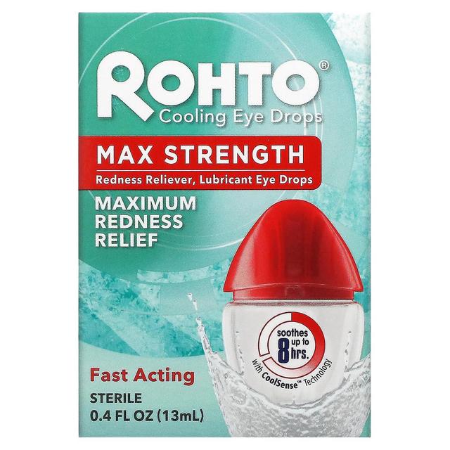 Rohto, Cooling Eye Drops, Max Strength, Maximum Redness Relief, 0.4 fl oz (13 ml) on Productcaster.