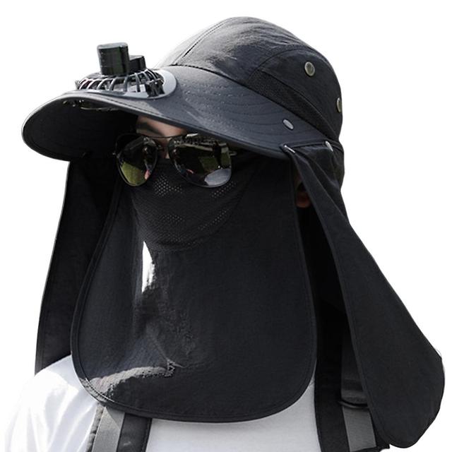 Hat With Windproof Rope Lightweight Comfortable Visor Portable Anti-blowoff Hat Black on Productcaster.