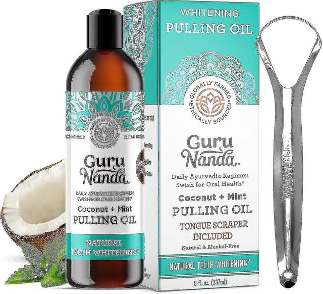 Gurunanda Oil Pulling (8 fl.oz) met kokos- en pepermuntolie met tongschraper in de - YX on Productcaster.