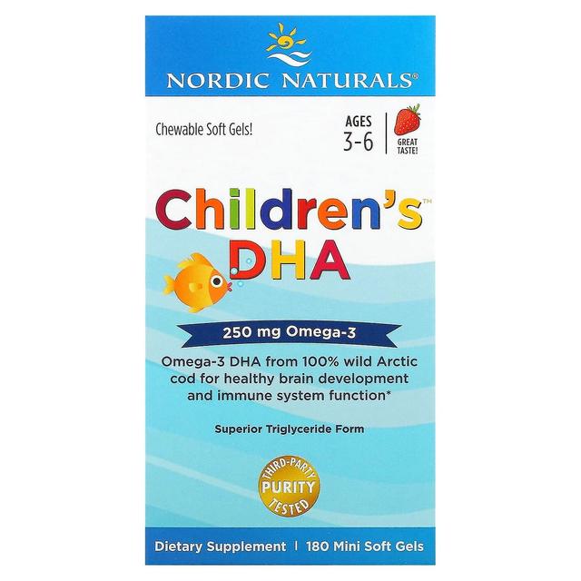 Nordic Naturals, DHA für Kinder, 3-6 Jahre, Erdbeere, 180 Mini-Softgels on Productcaster.