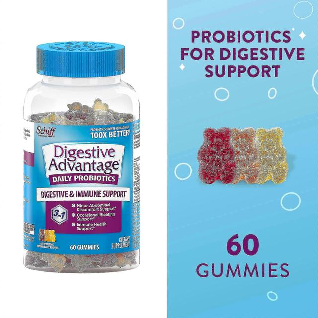 Schiff digestive advantage, probiotic gummies, natural fruit, 60 ea on Productcaster.