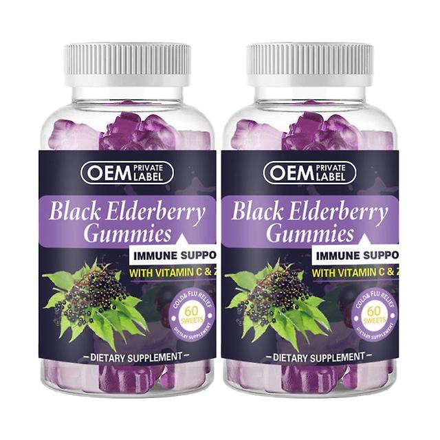 Black Elderberry Gummies Indeholder Rigeligt C-vitamin Og Zink Forbedre Immunitet Supplement2 Pack on Productcaster.