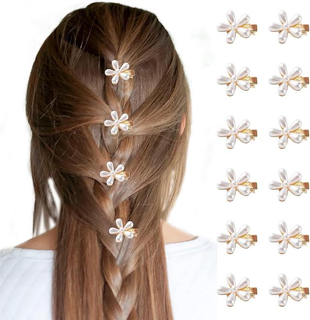 Dewenwils Dww-12 Pcs Mini Pinces Cheveux En Perles Avec Motif De Fleurs, Barrette Cheveux Perle Mignonne Accessoires Cheveux Femme, Pinces Cheve... on Productcaster.