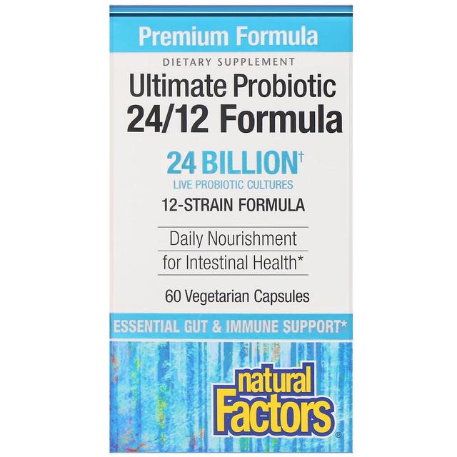 Natural Factors Luonnolliset tekijät, lopullinen probiootti, 24/12-kaava, 24 miljardia CFU, 60 kasvia on Productcaster.