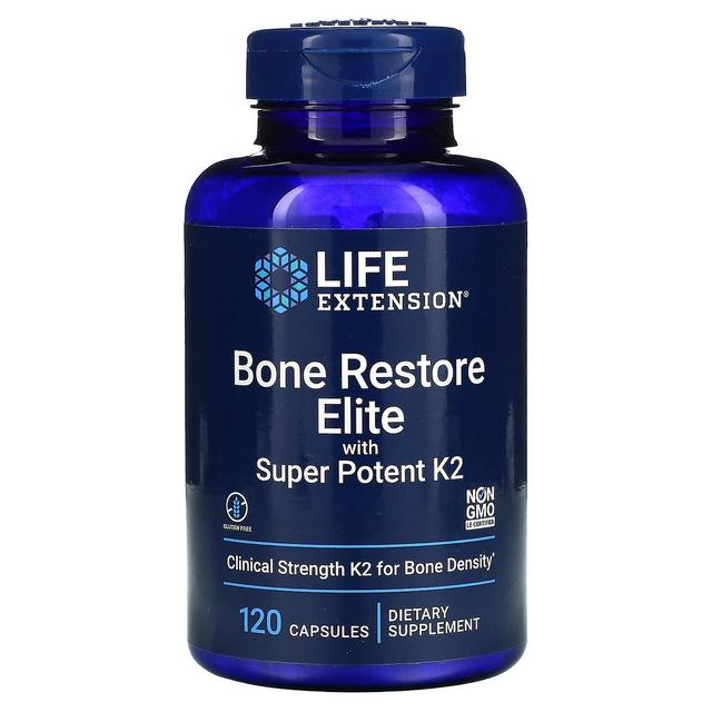 Life Extension Elämän pidentäminen, Bone Restore Elite, erittäin tehokkaalla K2: lla, 120 kapselia on Productcaster.