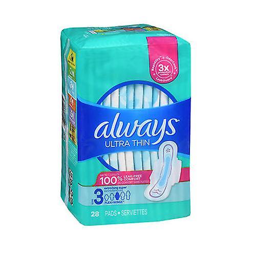 Always Discreet Sempre discreto Sempre Almofadas Ultra Finas Com Flexi-Wings Extra Long Super Absorbency Tamanho 3, 28 Cada (Pacote de 1) on Productcaster.