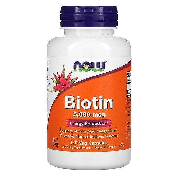 NOW Foods Nu voedingsmiddelen, Biotine, 5.000 mcg, 120 Vegetarisch Capsules on Productcaster.