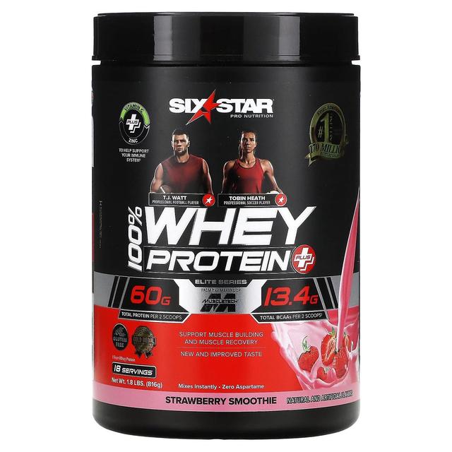 Six Star, Elite Series, 100% Whey Protein Plus, Strawberry Smoothie, 1.8 lbs (816 g) on Productcaster.