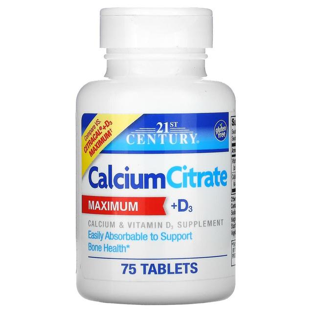 21st Century, Calcium Citrate + D3 Maximum, 75 Tablets on Productcaster.