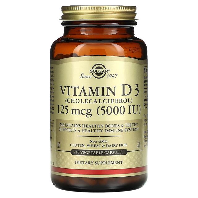 Solgar, Vitamin D3 (Cholecalciferol), 125 mcg (5,000 IU), 240 Vegetable Capsules on Productcaster.