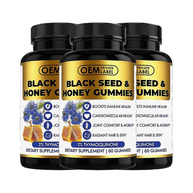 3-pack Black Seed Oil &; Honey Gummies med 2% + tymokinon | Nigella Frön | Super Antioxidant för immunförsvar, leder, matsmältning, hår &; hud | 6 on Productcaster.