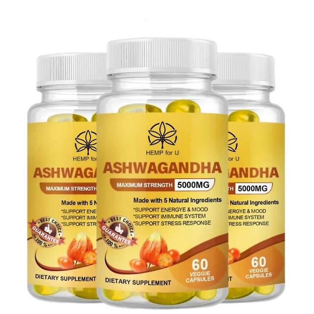 Hikig Free Delivery Shipping Vegan Ashwagandha Extract Capsules for Insomnia People Good Sleep and Mood Relax Brain Nerves No Stress 3bottle of 60pcs on Productcaster.