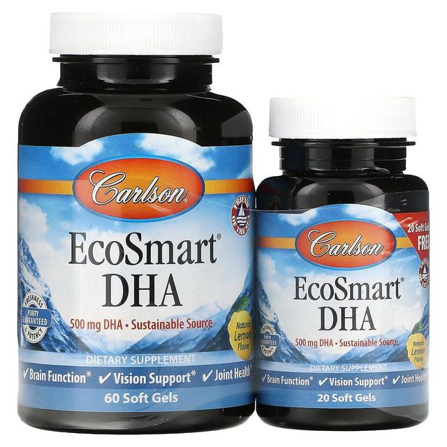 Carlson, EcoSmart DHA, Natural Lemon, 60 Soft Gels + 20 Soft Gels on Productcaster.