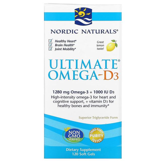 Nordic Naturals, Ultimate Omega-D3, Limão, 640 mg, 120 géis moles on Productcaster.