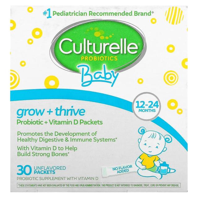 Culturelle, Probióticos, Bebê, Crescer + Prosperar, Probióticos + Pacotes de Vitamina D, 12-24 Meses, Sem Sabor on Productcaster.