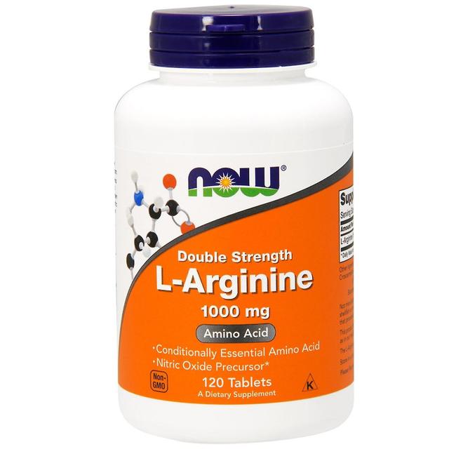 NOW Foods Nyt elintarvikkeet, L-arginiini, kaksinkertainen vahvuus, 1,000 mg, 120 tablettia on Productcaster.