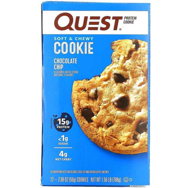 Quest Nutrition, Protein Cookie, Chocolate Chip, 12 Pack, 2.08 oz (59 g) Elk on Productcaster.