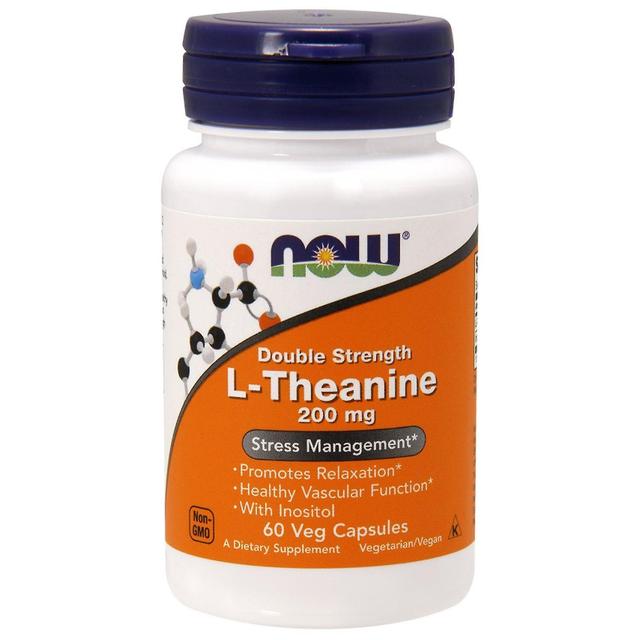 Now Foods, L-Theanine, Double Strength, 200 mg, 60 Veg Capsules on Productcaster.